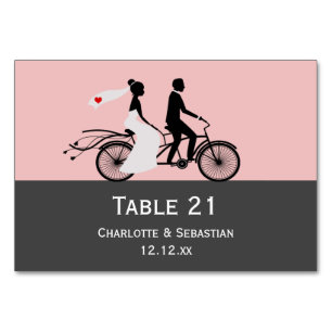 Cute Tandem Bike Bride and Groom Bröllop Bordsnummer