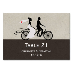 Cute Tandem Bike Bride and Groom Bröllop Bordsnummer