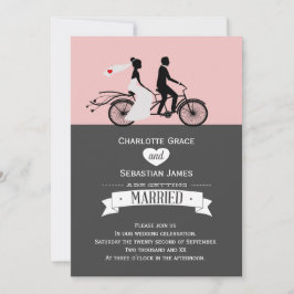 Cute Tandem Bike Bride and Groom Bröllop Inbjudningar