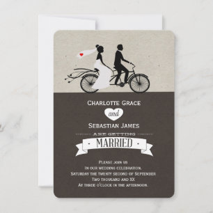 Cute Tandem Bike Bride and Groom Bröllop Inbjudningar