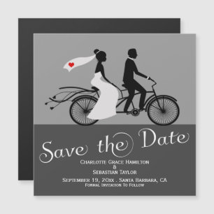 Cute Tandem Bike Bride and Groom Bröllop Magnetisk Inbjudningskort