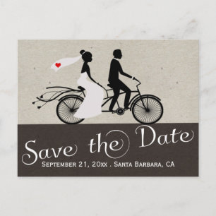 Cute Tandem Bike Bride and Groom Bröllop Meddelande Vykort