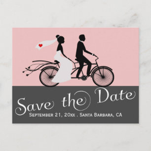 Cute Tandem Bike Bride and Groom Bröllop Meddelande Vykort