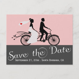 Cute Tandem Bike Bride and Groom Bröllop Meddelande Vykort
