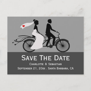 Cute Tandem Bike Bride and Groom Bröllop Meddelande Vykort