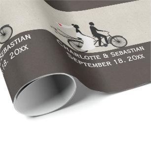 Cute Tandem Bike Bride and Groom Bröllop Presentpapper