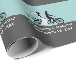 Cute Tandem Bike Bride and Groom Bröllop Presentpapper