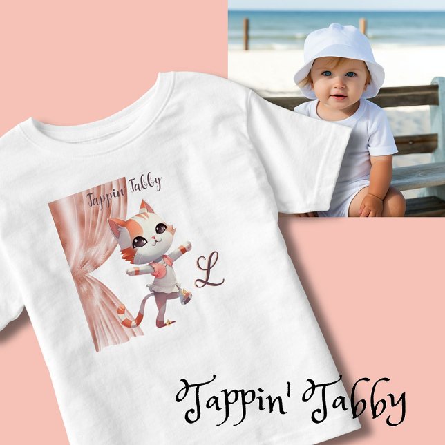 Cute Tap Dancing Tabby katt Anpassningsbar Monogra T Shirt (Skapare uppladdad)