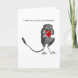 Cute Tarsier Bush Baby Valentine Card Helgkort
