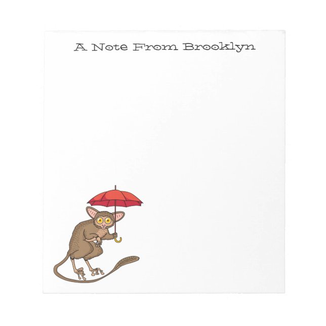 Cute Tarsier med paraplyillustration av tecknaden Anteckningsblock (Framsida)