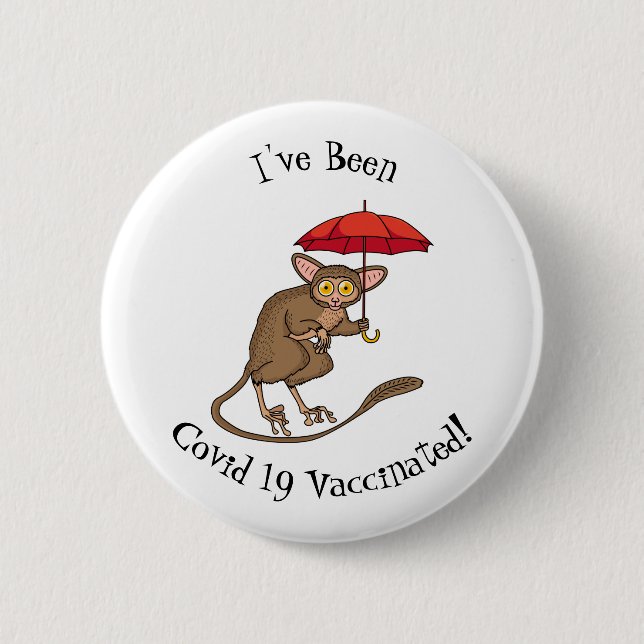 Cute Tarsier med paraplyillustration av tecknaden Knapp (Framsida)