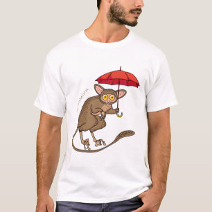 Cute Tarsier med paraplyillustration av tecknaden T Shirt
