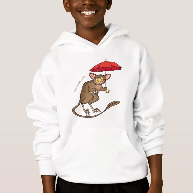 Cute Tarsier med paraplyillustration av tecknaden T Shirt (Framsida)