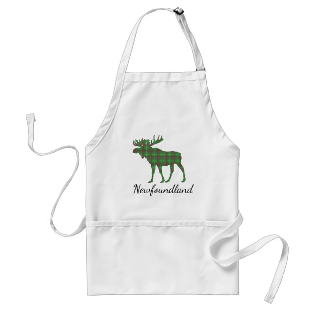 Cute Tartan moose Newfoundland apron Förkläde (Framsidan)