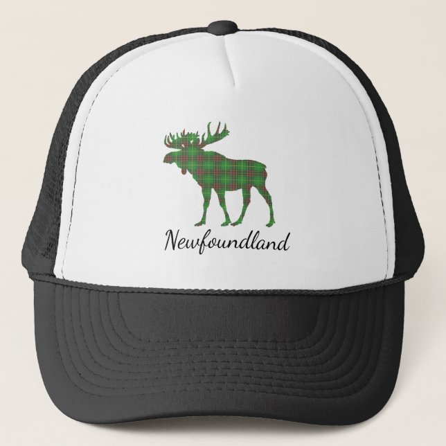 Cute Tartan moose Newfoundland hat Truckerkeps (Framsida)
