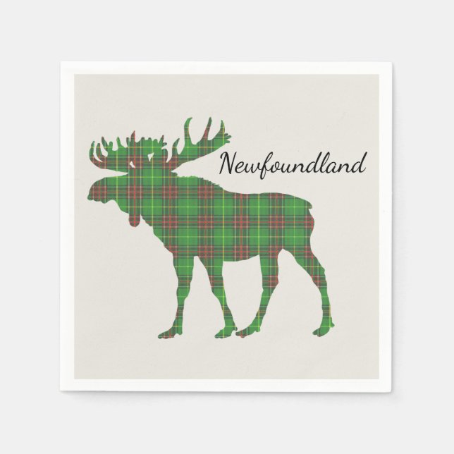 Cute Tartan moose Newfoundland pappra blöjor Pappersservett (Framsidan)