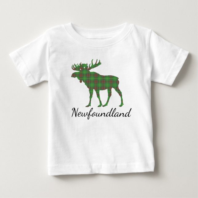 Cute Tartan moose Newfoundland  t shirt (Framsida)
