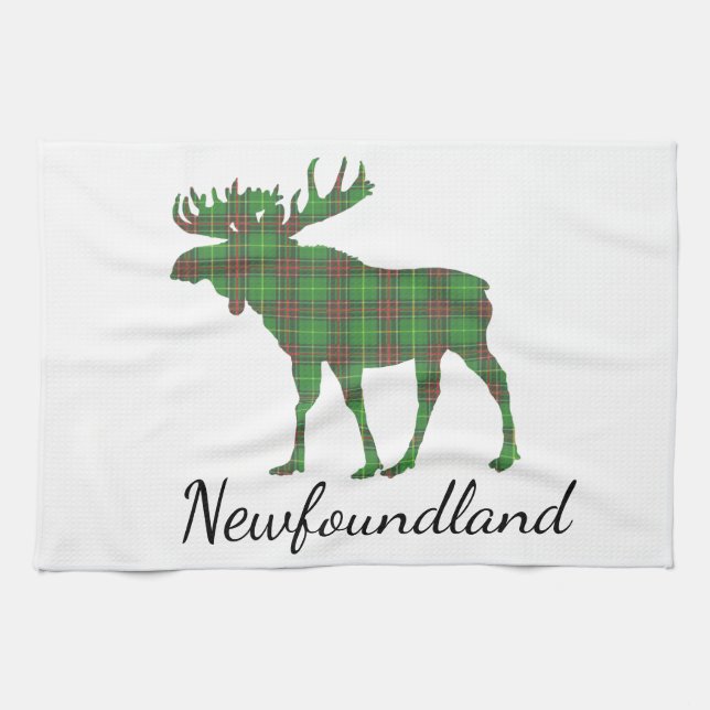 Cute Tartan moose Newfoundland  tea towel Kökshandduk (Horisontell)