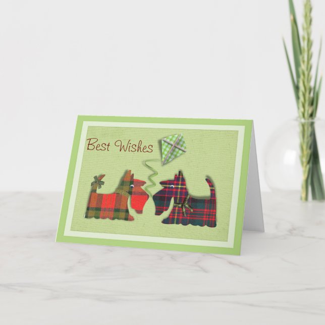 Cute Tartan Scottie Hundar Birthday/Note-kort Kort (Framsida)