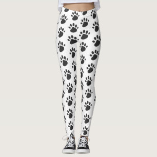 Cute Tass avtryck Mönster White Black Leggings