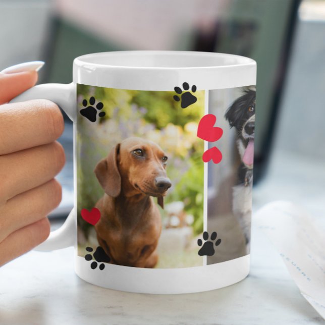 Cute Tass avtryck & Red Hearearts Fyra foton från  Kaffemugg (Skapare uppladdad)