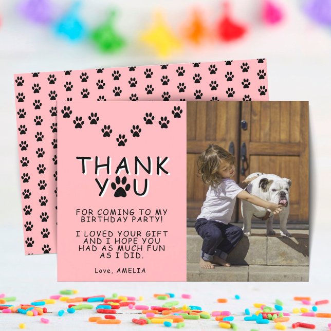 Cute Tass avtryck Rosa Birthday Tack Photo Kort (Skapare uppladdad)