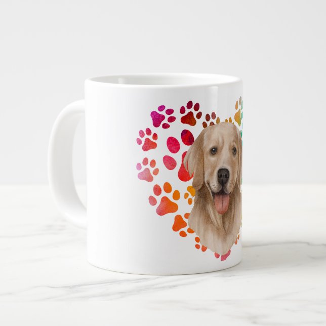 Cute tass Heart golden Hund Puppy Pet Animal party Jumbo Mugg (Framsida vänster)