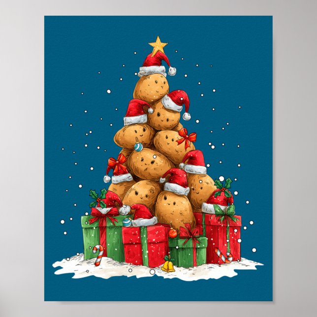 Cute Tato Le Christmas Tree Xmas Hat Long Sleeve  Poster (Framsidan)