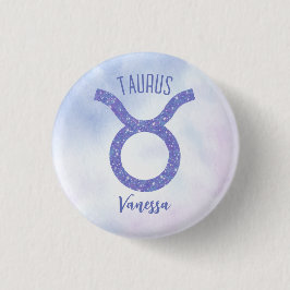 Cute Taurus Astrology-Lila för Personlig Knapp