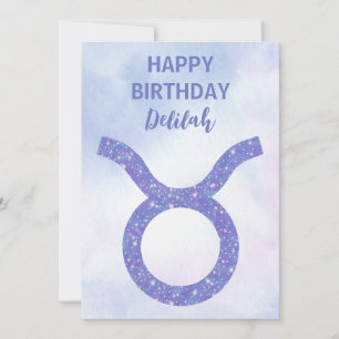 Cute Taurus Astrology-Lila för Personlig Kort
