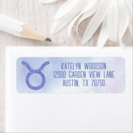 Cute Taurus Astrology-Lila för Personlig Returadress Etikett