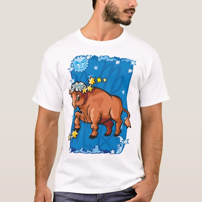 Cute Taurus Bull natten himlar T Shirt (Framsida)