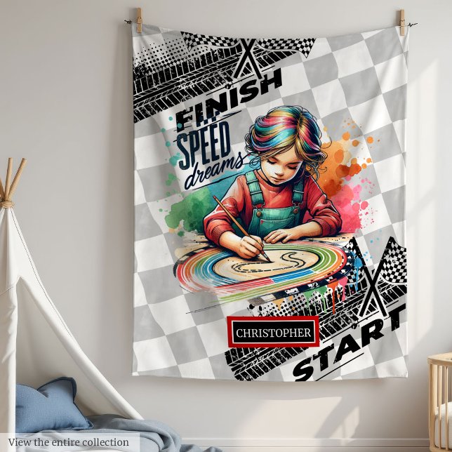 Cute Tävla Blanket Formel 1 Birthday Gift Fleecefilt (Cute Racing Blanket Formula 1 Girl Birthday Gift)