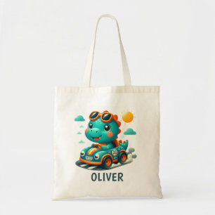 Cute Tävla Trex Dinosaur och Tävling Car Tygkasse