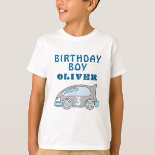 Cute Tävling Car Blue Birthday Boy Guest of Honor T Shirt