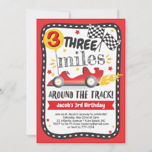 Cute Tävling Card Racetrack Kids Boy Födelsedagsfe Inbjudningar