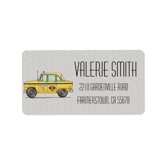 Cute Taxi Cab Adressetikett (Framsidan)