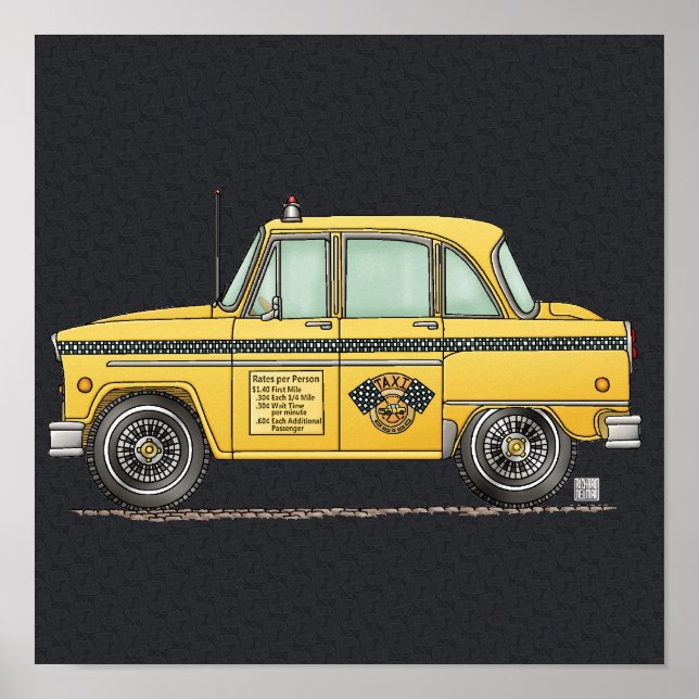 Cute Taxi Cab Poster (Framsidan)