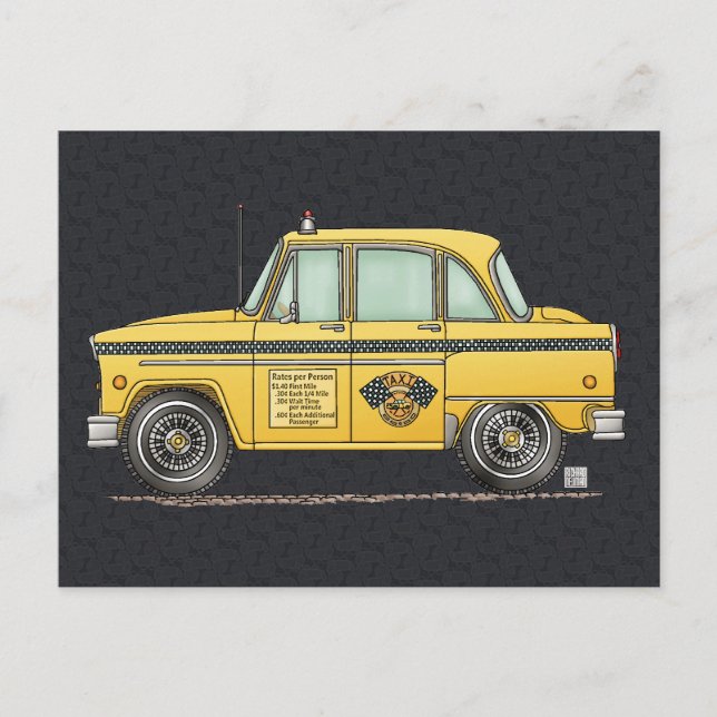 Cute Taxi Cab Vykort (Framsida)