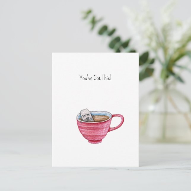 Cute Tea Bag Illustration Cup Of Tea Support Card Vykort (Stående Fram)