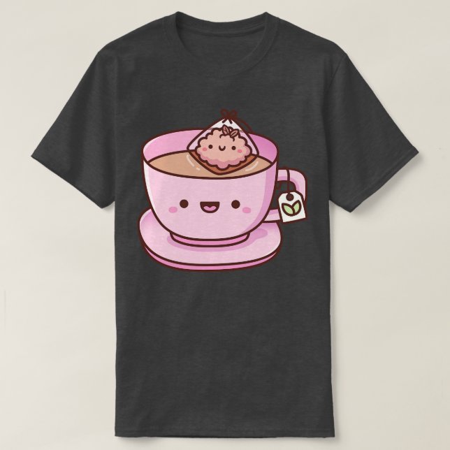 Cute Tea Bag och Tekopp Doodle T Shirt (Design framsida)