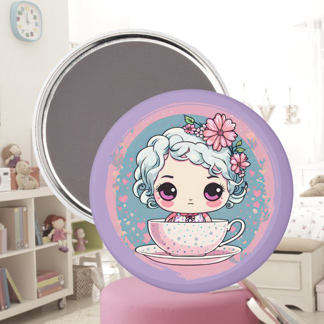 Cute Tea Kopp Doll Magnet (Skapare uppladdad)