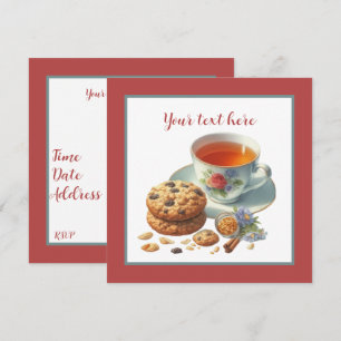 Cute tea och cookies party inbjudningar