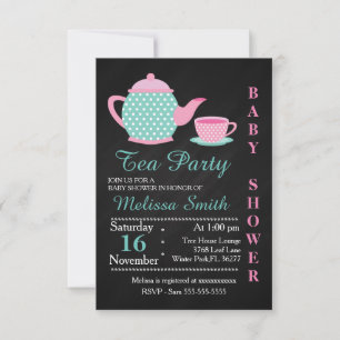 Cute Tea Party Flicka Shower Inbjudan