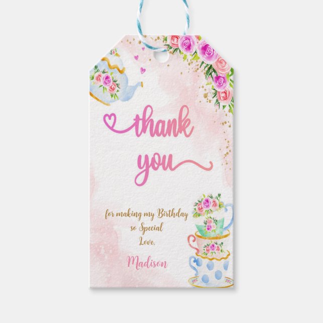 Cute Tea Party Gift Märkres Presentetikett (Framsidan)