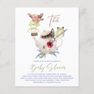 Cute Tea Party-inbjudningar till babyvisningsbudge