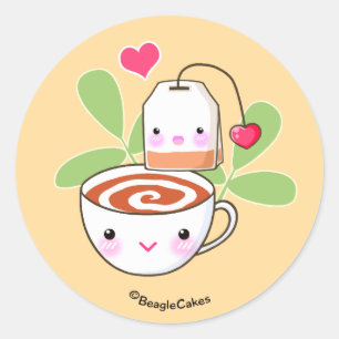 Cute Tea & Teabag Sticker Runt Klistermärke