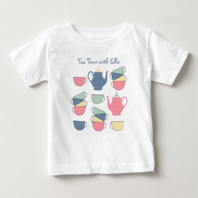 Cute Tea Time Personlig Baby T-Shirt (Framsida)
