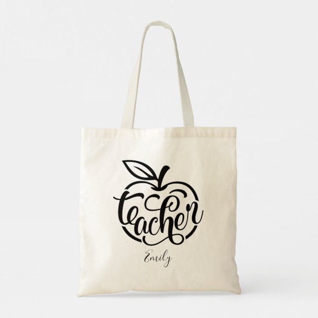 Cute Teach Kärlek Inspire Teacher Gift Tote Bag Tygkasse (Baksida)