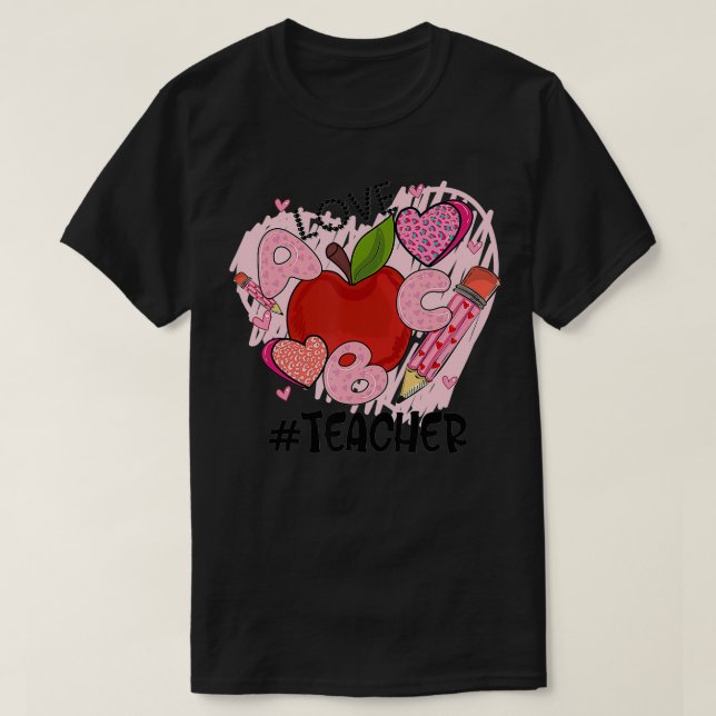 Cute Teach Kärlek och Inspire Apple Heart Li Li T Shirt (Design framsida)